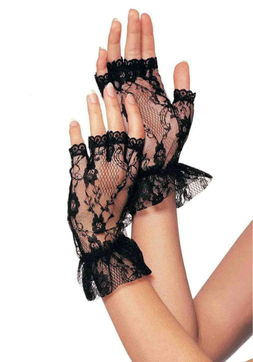 Короткі рукавички-гловелети Leg Avenue Wrist length fingerless gloves, One Size, чорні, сітка - фото