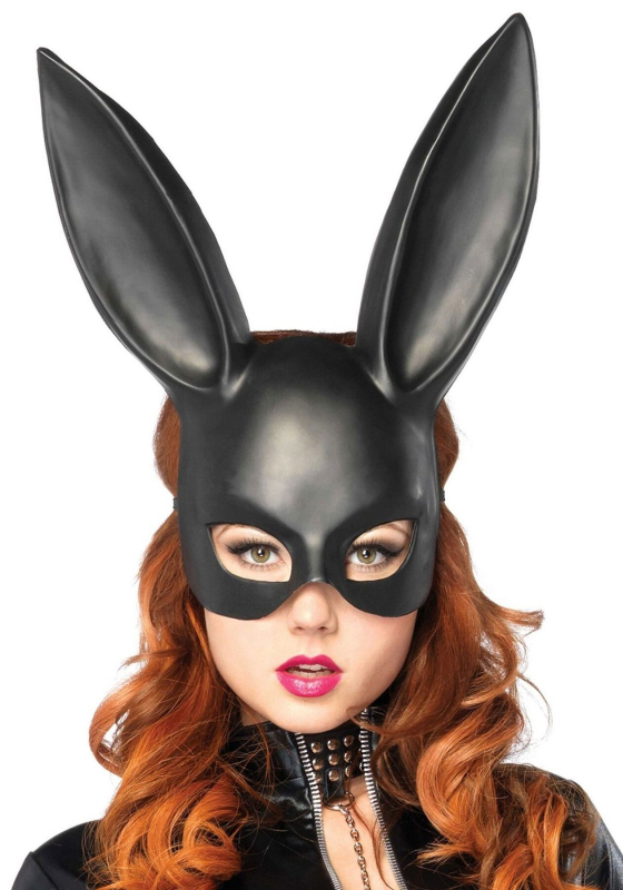 (SALE) Пластикова маска кролика Leg Avenue Masquerade Rabbit Mask, чорна, One Size, на резинці - фото