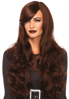 Хвиляста перука з косим чубчиком Leg Avenue Long Wavy Wig 68 см, коричнева - фото