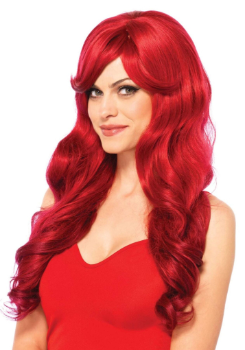 Хвиляста перука з косим чубчиком Leg Avenue Long Wavy Wig 68 см, червона 