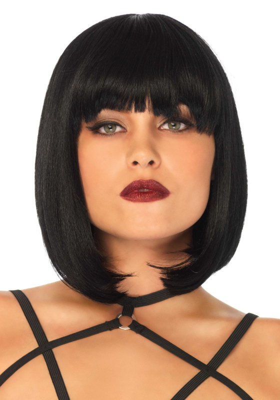 Коротка перука каре з чубчиком Leg Avenue Short natural bob wig, чорна - фото