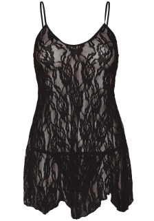 Сорочка бебі-дол Leg Avenue Rose Lace Flair Chemise Black, Queen Size - - фото №2