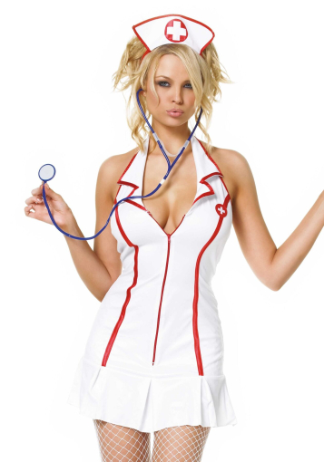 Еротичний костюм медсестри Leg Avenue Head Nurse M/L, сукня, аксесуар на голову, стетоскоп - фото №2