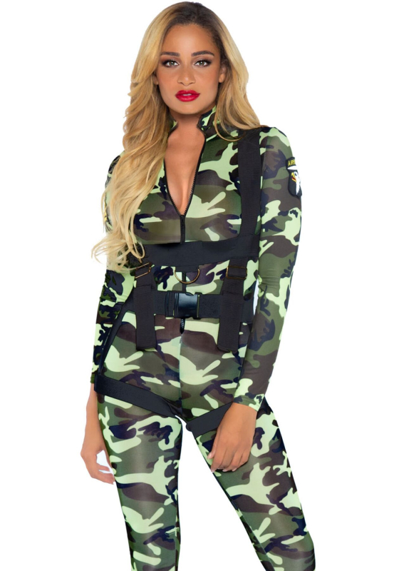 Еротичний костюм десантниці Leg Avenue Pretty Paratrooper M, комбінезон, портупея - фото