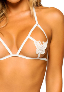 Еротичний комплект з відкритою чашкою Leg Avenue Open cup bra and pearl panty One Size White - - фото №3