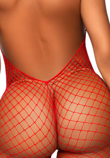 Еротичний сітчастий бодістокінг Leg Avenue Racer neck bodystocking Red - №4