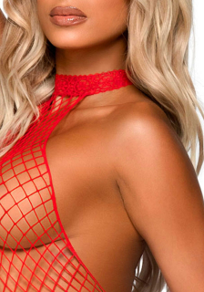 Еротичний сітчастий бодістокінг Leg Avenue Racer neck bodystocking Red - №3