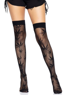 Панчохи з малюнком Leg Avenue 420 Net thigh highs Black - - фото №4