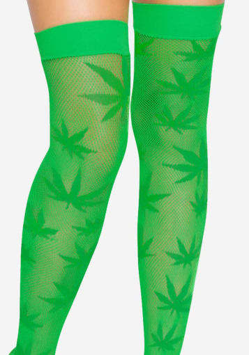 Панчохи з малюнком Leg Avenue 420 Net thigh highs Green - фото №3