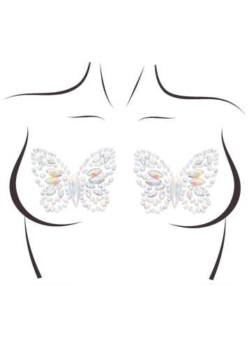 Пестис-метелики з кристалів Leg Avenue Chrysallis nipple sticker, наліпки, світяться у темряві - фото