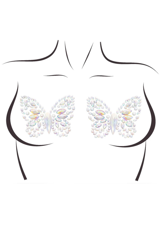 Пестис-метелики з кристалів Leg Avenue Chrysallis nipple sticker, наліпки, світяться у темряві - фото