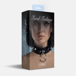 Нашийник для фіксації Feral Feelings - D-Rings Black - - фото №2