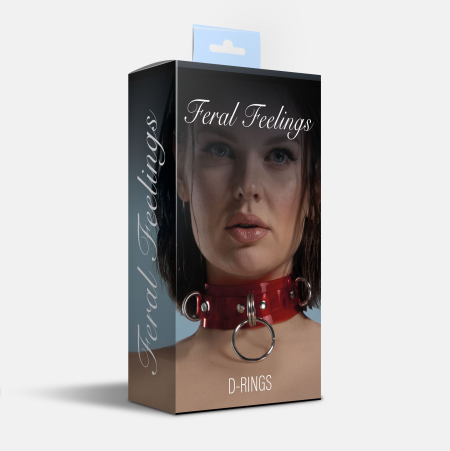 Нашийник для фіксації Feral Feelings - D-Rings Red Trasparent №2