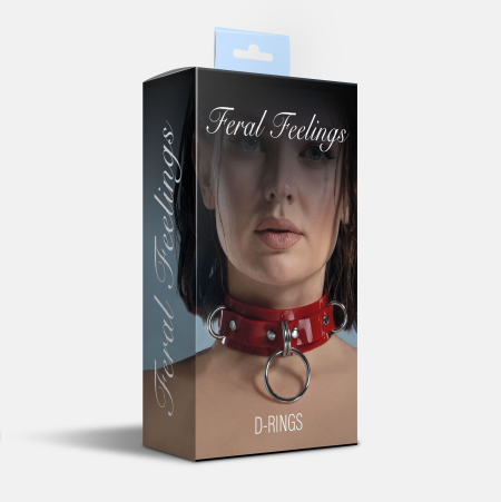 Нашийник для фіксації Feral Feelings - D-Rings Red - фото №2