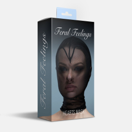 Маска серце сітка із повністю закритим обличчям Feral Feelings - Hearts Mask Black/Black - - фото №2