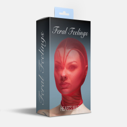 Маска серце сітка із повністю закритим обличчям Feral Feelings - Hearts Mask Red/Red - - фото №2