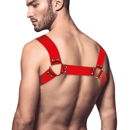 Чоловіча портупея на груди Feral Feelings - Bulldog Harness Red Trasparent №2