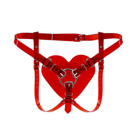 Трусики Серце для страпону Feral Feelings - Hearts Strap-on Belt Red Trasparent 