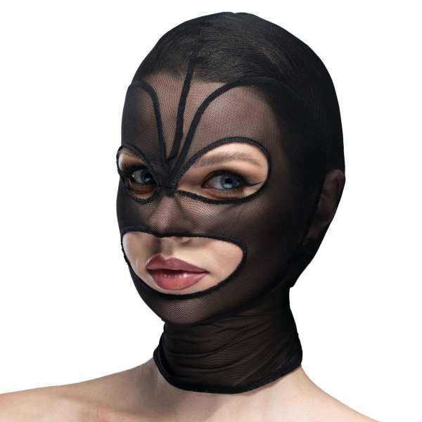 Маска серце сітка з відкритим ротом та очима Feral Feelings - Hearts Mask Black/Black - фото
