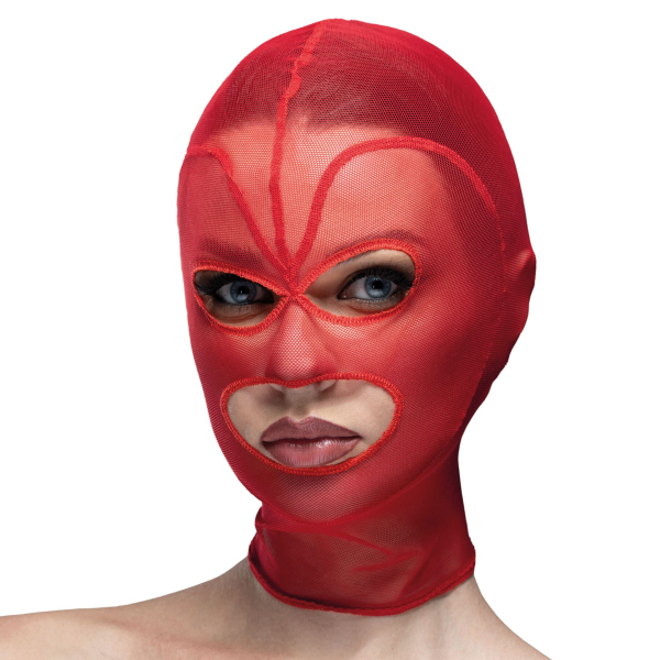 Маска серце сітка з відкритим ротом та очима Feral Feelings - Hearts Mask Red/Red - фото