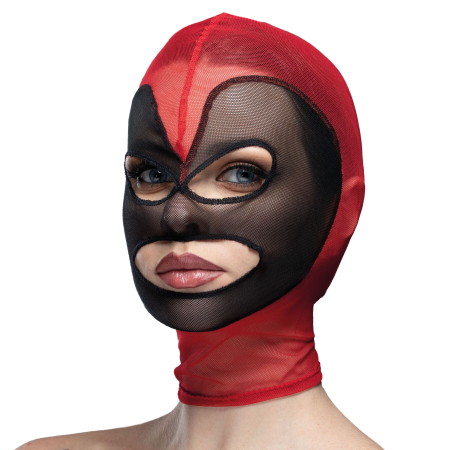 Маска серце сітка з відкритим ротом та очима Feral Feelings - Hearts Mask Red/Black - фото