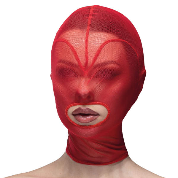 Маска серце сітка з відкритим ротом Feral Feelings - Hearts Mask Red/Red - фото