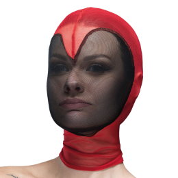 Маска серце сітка із повністю закритим обличчям Feral Feelings - Hearts Mask Red/Black - фото