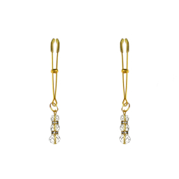 Тонкі затискачі для сосків з підвіскою Feral Feelings - Thin nipple clamps, золото/прозорий - фото