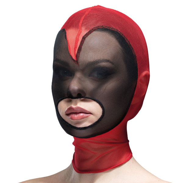 Маска серце сітка з відкритим ротом Feral Feelings - Hearts Mask Red/Black - фото