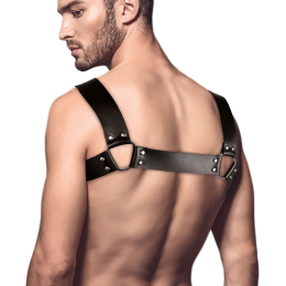 Чоловіча портупея на груди з натуральної шкіри Feral Feelings - Bulldog Harness Black - - фото №2