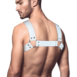 Чоловіча портупея на груди з натуральної шкіри Feral Feelings - Bulldog Harness White - - фото №2