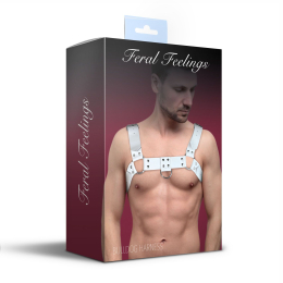 Чоловіча портупея на груди з натуральної шкіри Feral Feelings - Bulldog Harness White - - фото №3