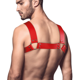 Чоловіча портупея на груди з натуральної шкіри Feral Feelings - Bulldog Harness Red - - фото №2