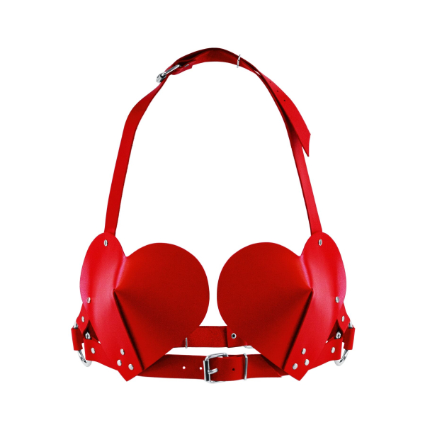 Ліф Серце з натуральної шкіри Feral Feelings - Hearts Bra Red 