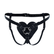 Трусики Серце для страпону з натуральної шкіри Feral Feelings - Hearts Strap-on Belt Black №1