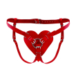 Трусики Серце для страпону з натуральної шкіри Feral Feelings - Hearts Strap-on Belt Red - фото №1