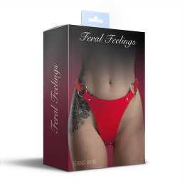 Трусики з натуральної шкіри Feral Feelings - String Bikini Red - №4