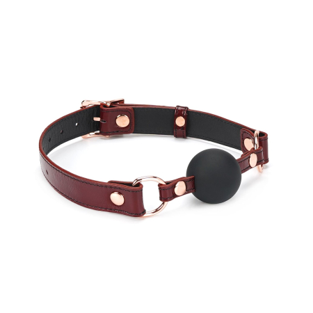 Силіконовий кляп Liebe Seele Wine Red Ball Gag, діаметр кульки 4,3 см, ремінь із натуральної шкіри - фото №2