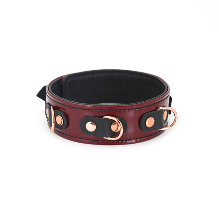 Шкіряний нашийник з повідцем Liebe Seele Wine Red Collar and Leash, 3 кільця для кріплення №2