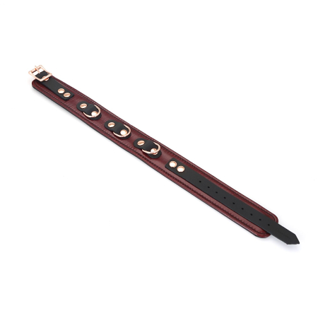Шкіряний нашийник з повідцем Liebe Seele Wine Red Collar and Leash, 3 кільця для кріплення №9