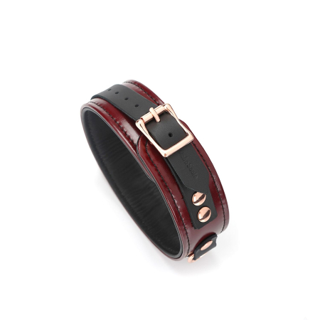 Шкіряний нашийник з повідцем Liebe Seele Wine Red Collar and Leash, 3 кільця для кріплення №4