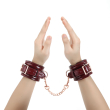 Шкіряні наручники Liebe Seele Wine Red Wrist Cuffs, знімний ланцюжок-кріплення - фото №9