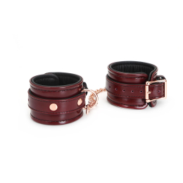 Шкіряні наручники Liebe Seele Wine Red Wrist Cuffs, знімний ланцюжок-кріплення - - фото №2