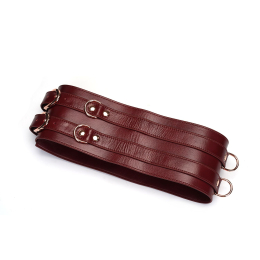 Шкіряний пояс для бондажу Liebe Seele Wine Red Waist Cuff, S Size - №2