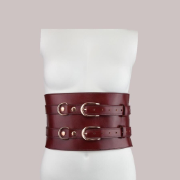 Шкіряний пояс для бондажу Liebe Seele Wine Red Waist Cuff, S Size - №7
