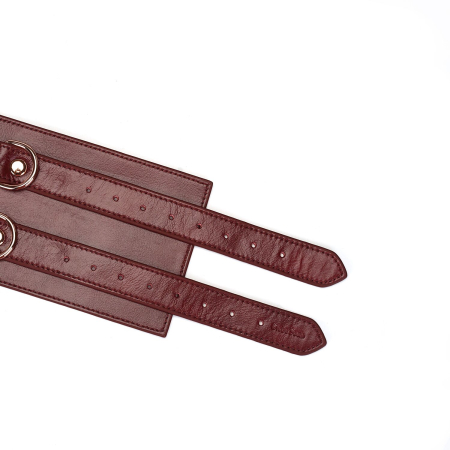 Шкіряний пояс для бондажу Liebe Seele Wine Red Waist Cuff, L Size - фото №3