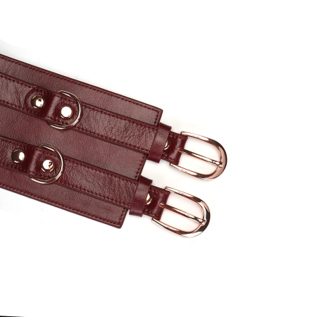 Шкіряний пояс для бондажу Liebe Seele Wine Red Waist Cuff, L Size - фото №4