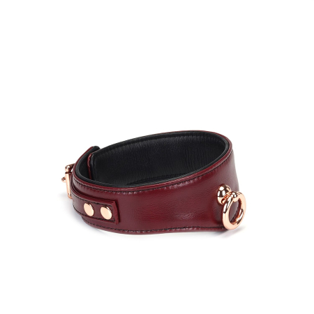 Шкіряний нашийник з повідцем Liebe Seele Wine Red Curved Collar, замок-сердечко №4