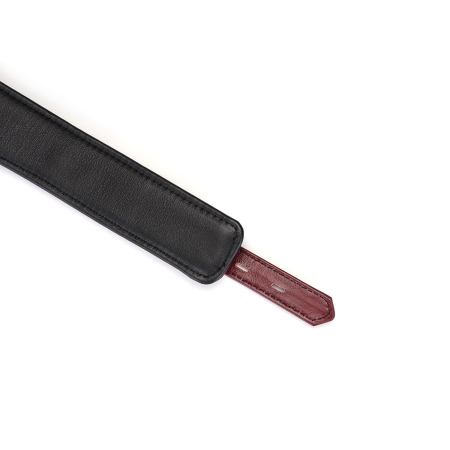 Шкіряний нашийник з повідцем Liebe Seele Wine Red Curved Collar, замок-сердечко №6