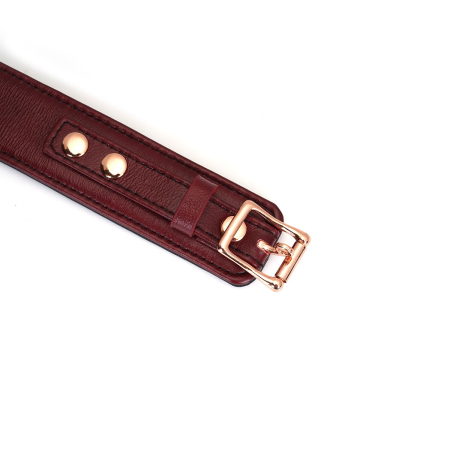 Шкіряний нашийник з повідцем Liebe Seele Wine Red Curved Collar, замок-сердечко №9